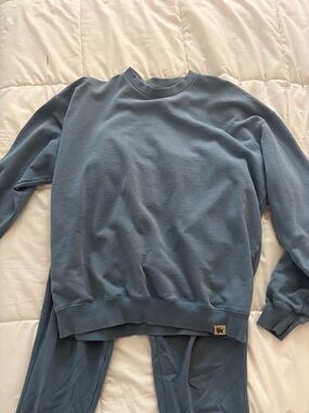 YoungLA Men's Crewneck Sweater with matching sweat pants in Dusty Blue